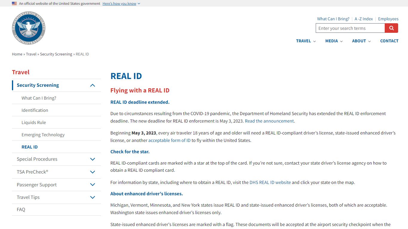 REAL ID | Transportation Security Administration