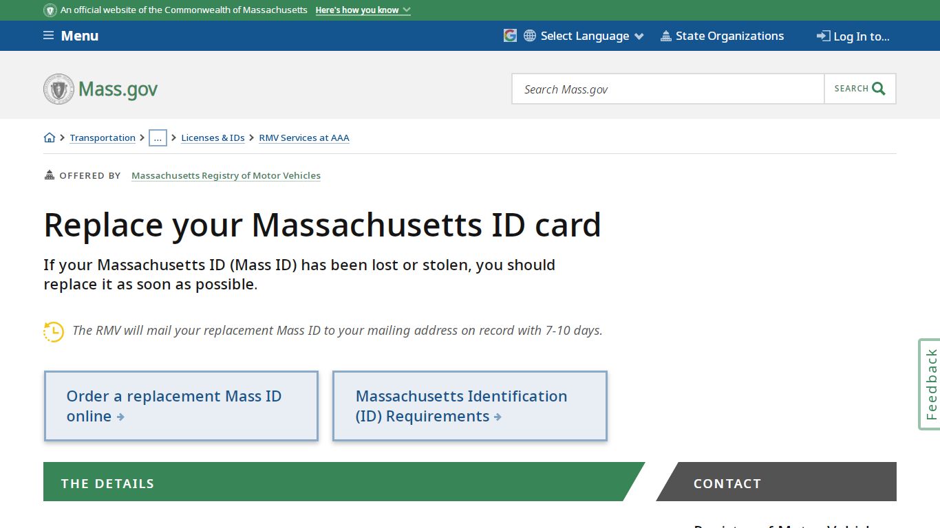 Replace your Massachusetts ID card | Mass.gov